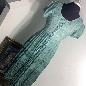 Chic Lace-Up Midi Dress in Teal